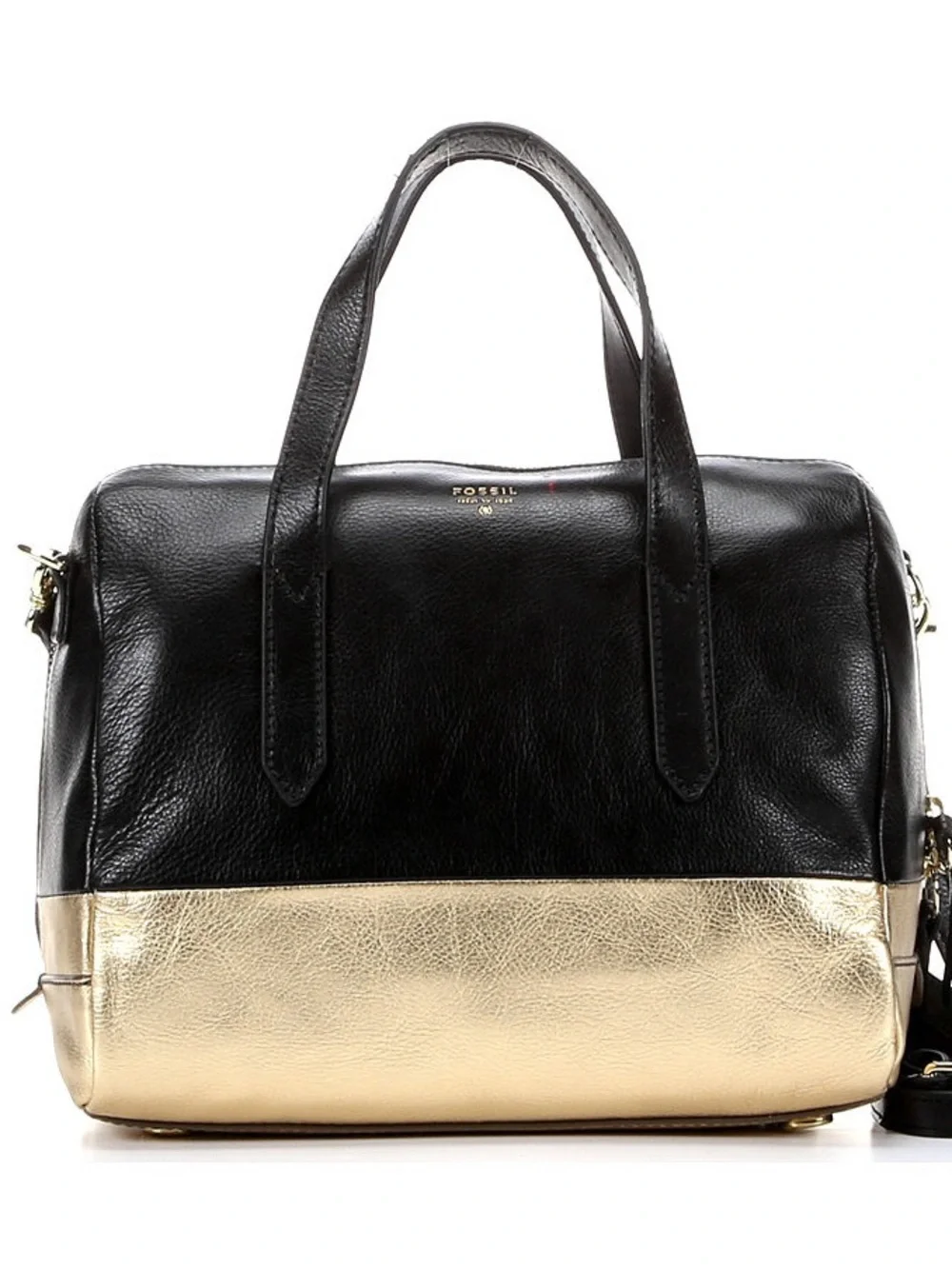 Fossil Black and Gold Leather Sydney Satchel - Picture 3 of 5